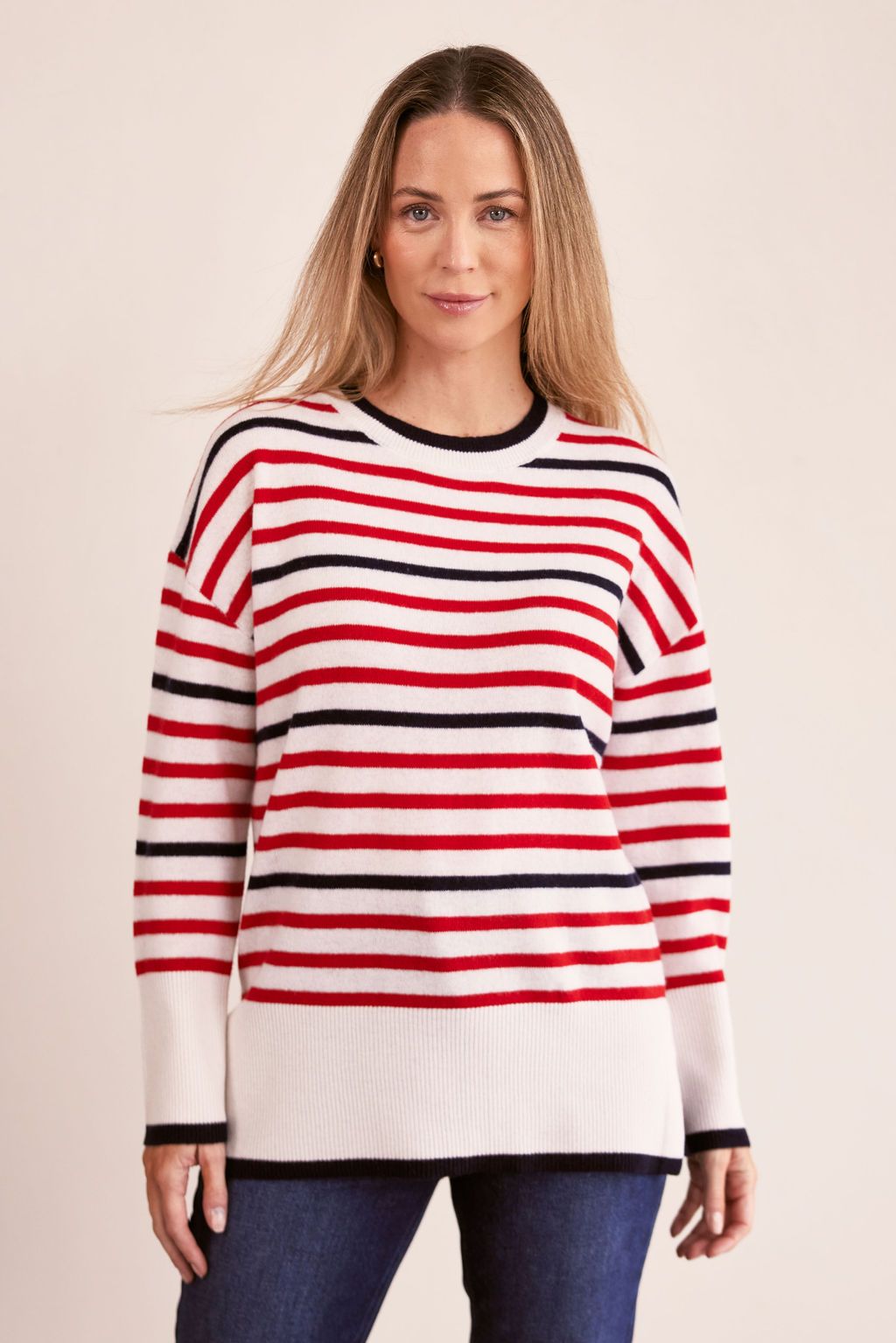 See Saw Luxe Merino Wool Crew Stripe Sweater