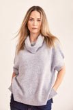 See Saw Wool Blend Short Sleeve Cowl Neck Knit Top