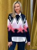 WHITE STUFF Shining Star Wool Blend Knitted Jumper in Navy/Multi | endource