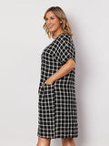 h & v check side pocket dress