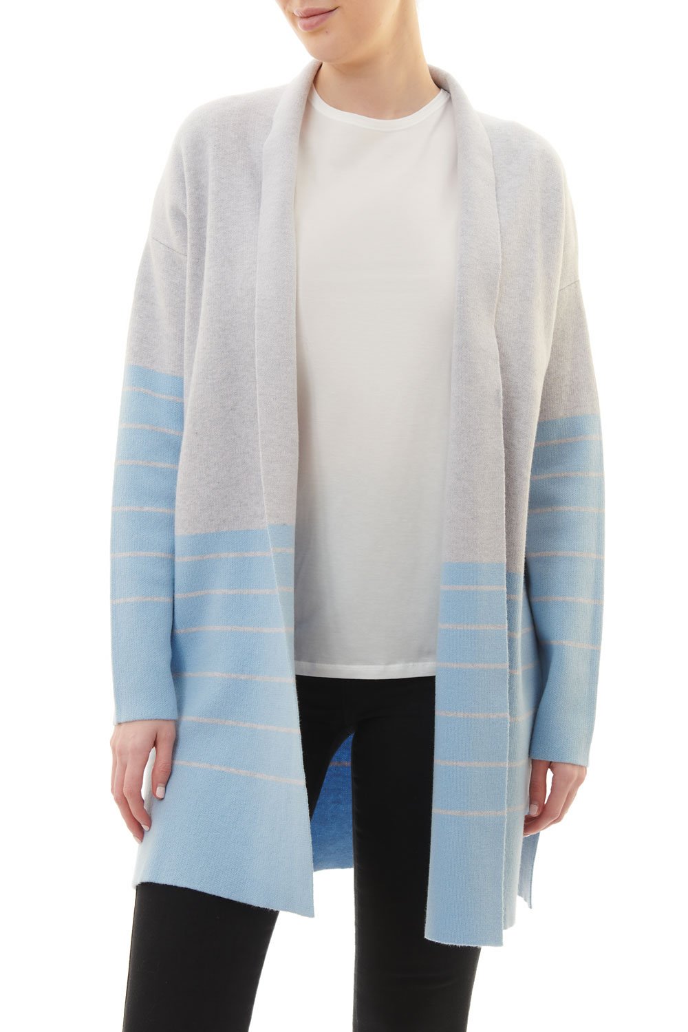 slade stripe block wool knit cardi