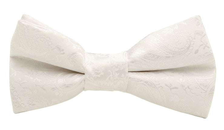 bow tie & pocket square, paisley, white