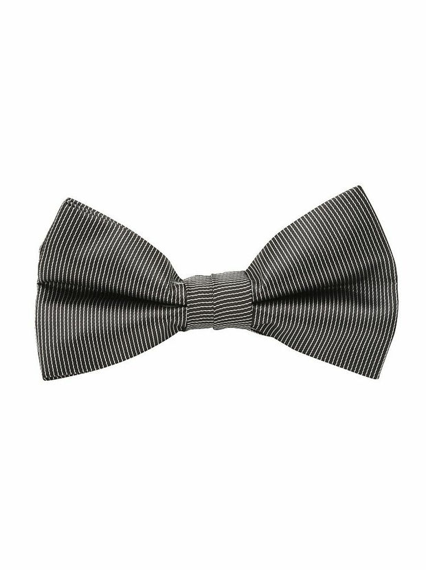 bow tie & pocket square pinstripe, black