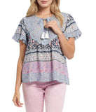 Tribal S/S Blouse with Combo Print