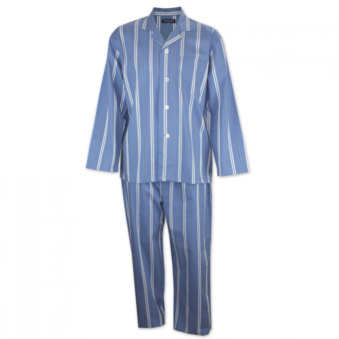 contare long pjs 100% cotton stripe aqua