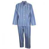 contare long pjs 100% cotton stripe aqua