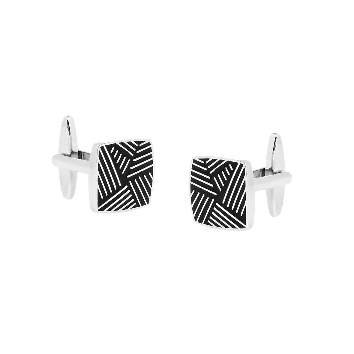 cufflinks square, black enamel