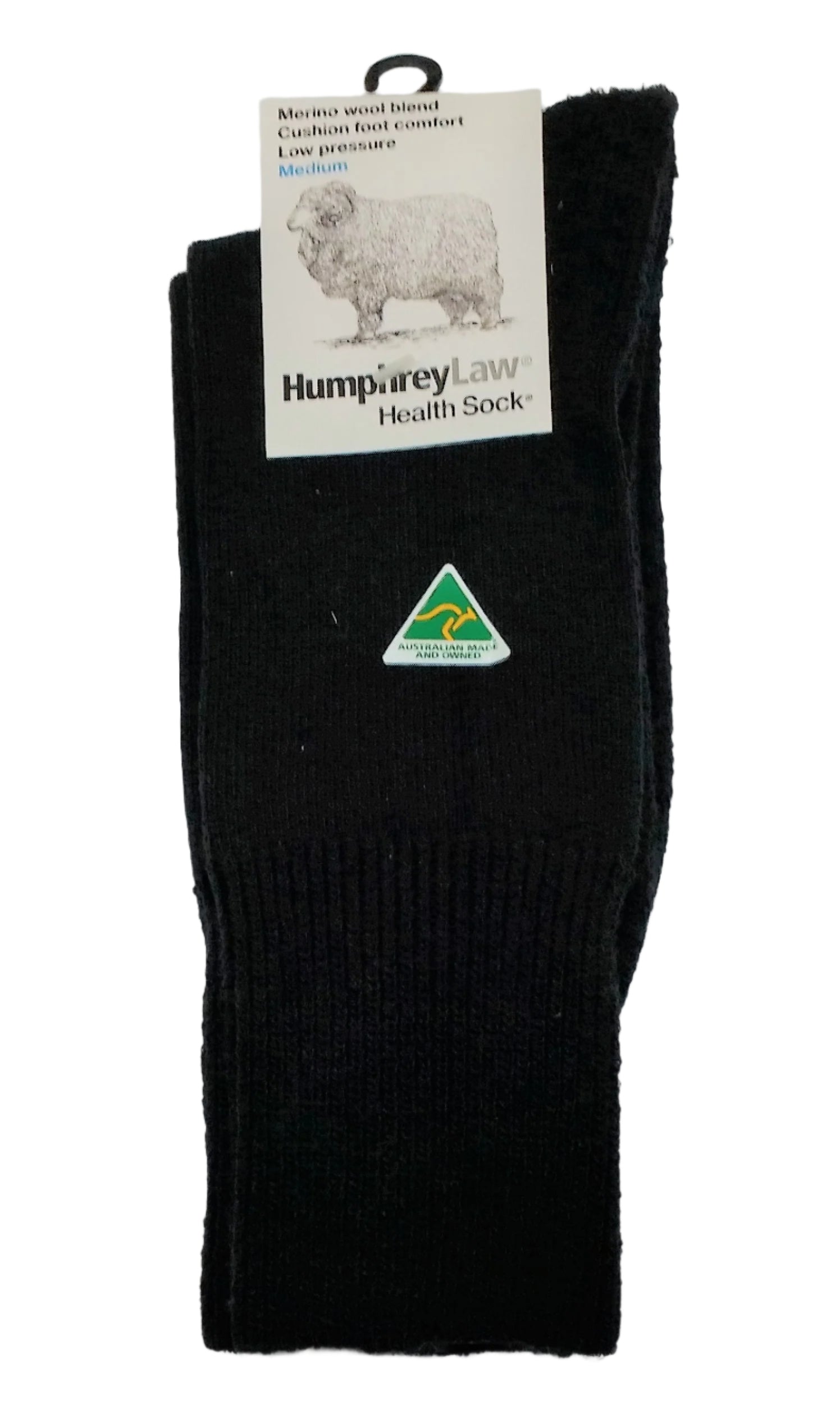 humphrey law health merino cushfoot sock black