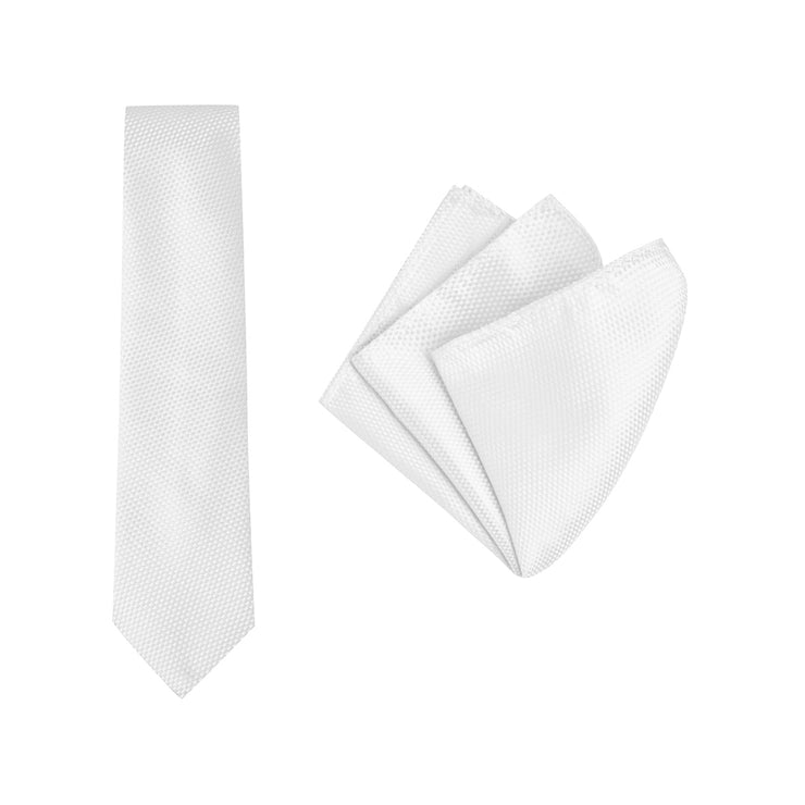 tie & pocket square carbon 'white'