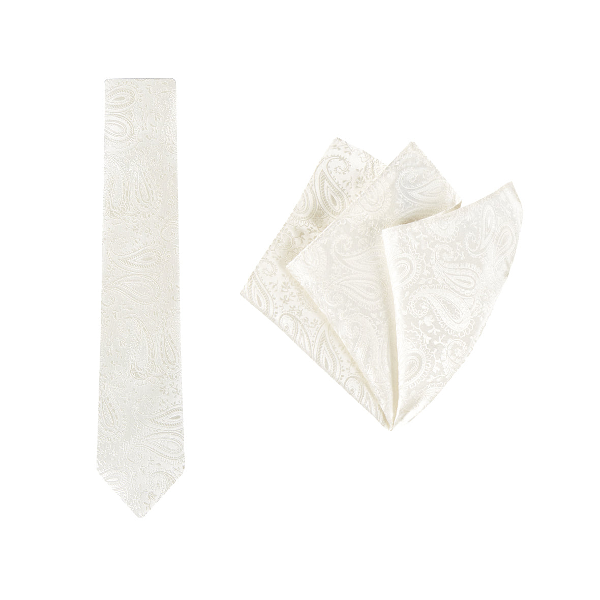 tie & pocket square paisley 'ivory'