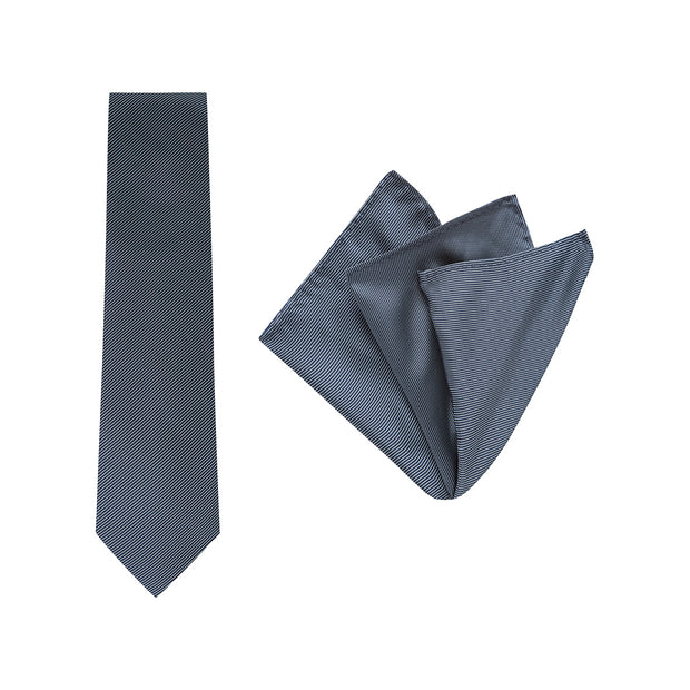 tie & pocket square, pinstripe, navy