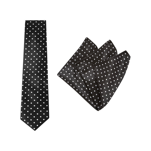 tie & pocket square, spot, black