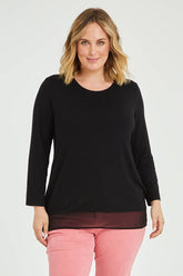 Threadz L/S Georgette Hem Top