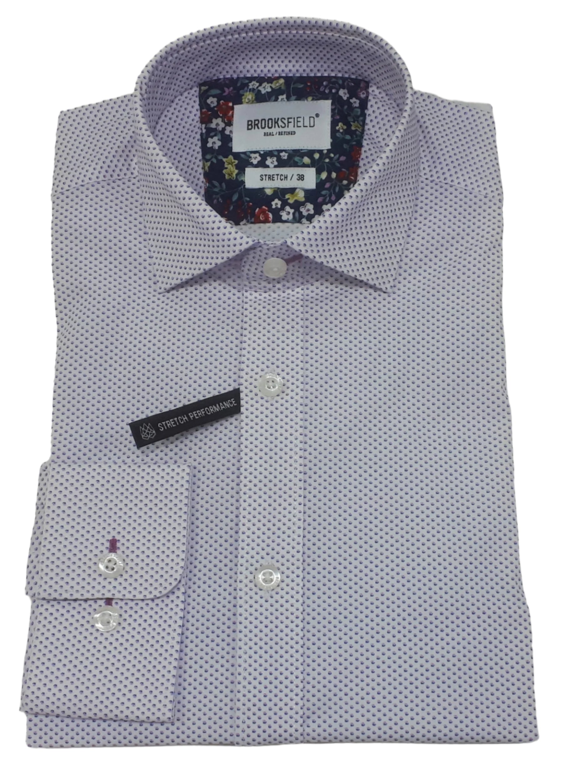 brooksfield career stretch print shirt
