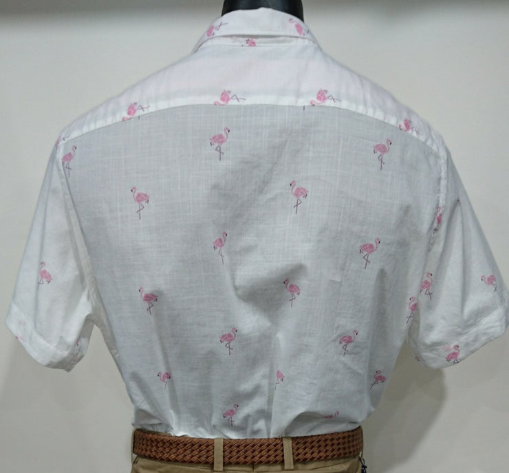 brooksfield casual flamingo print s/s shirt