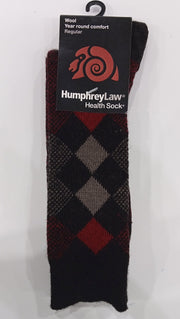 Health Wool Jacquard Sockette Black Burgandy