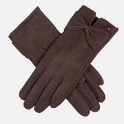 FAUX SUEDE GLOVE WITH BOW CHOCLATE