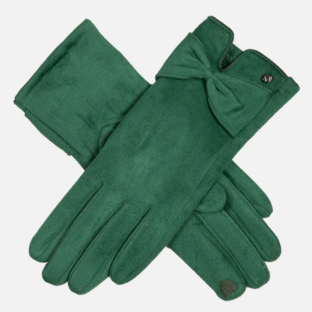 FAUX SUEDE GLOVE WITH BOW FOREST
