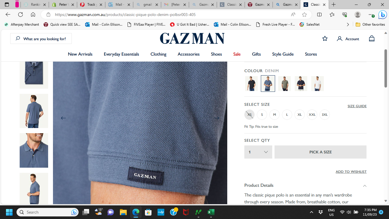 Gazman Classic Pique Polo Denim