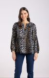Two-T's Animal Print 3/4 Sleeve Blouse