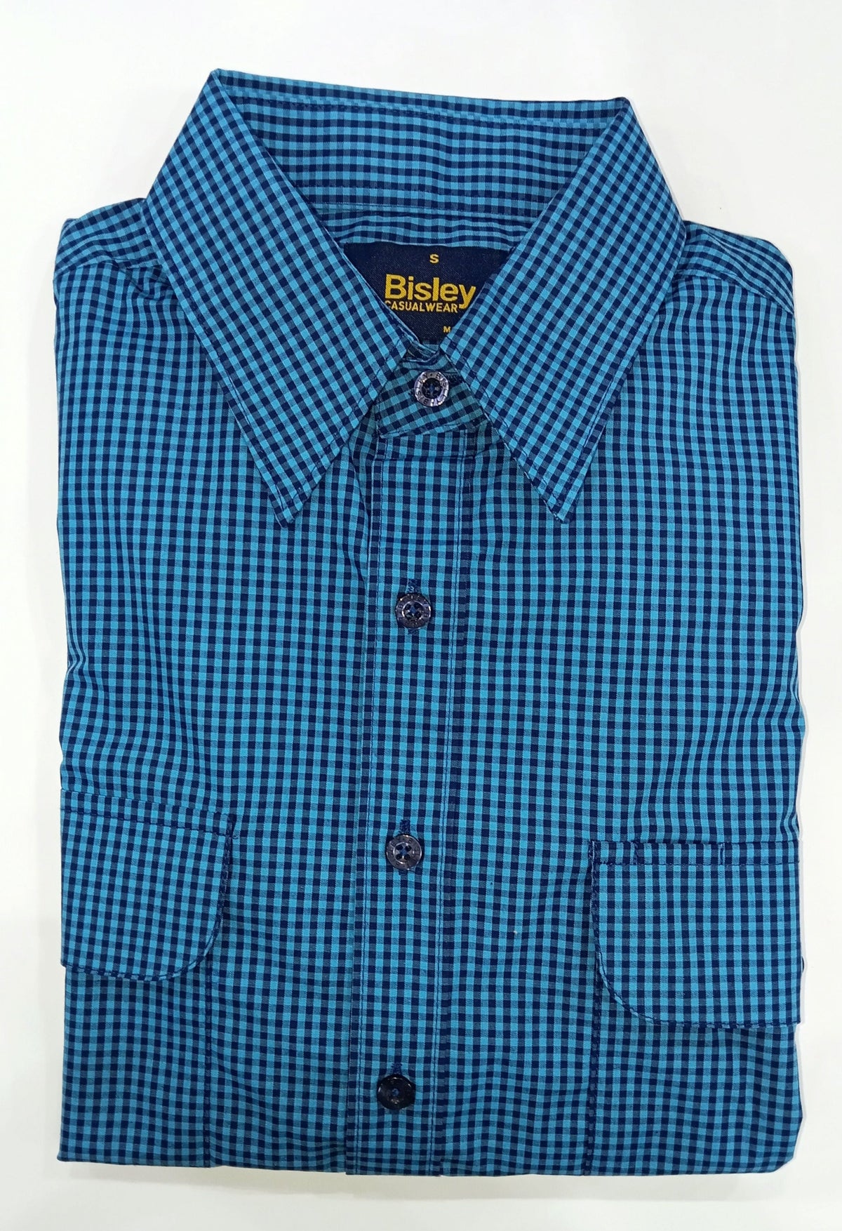 Bisley Casual Shirt S/S Small Check Blue