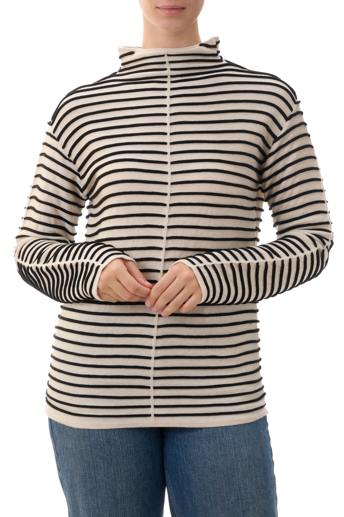 Slade Mock Neck Stripe Jumper