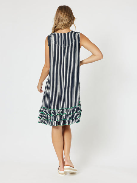 Threadz Stripe Frilled Hem Dress