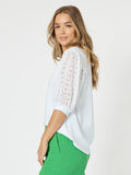 Threadz Kyla Lace Sleeve T-Shirt White