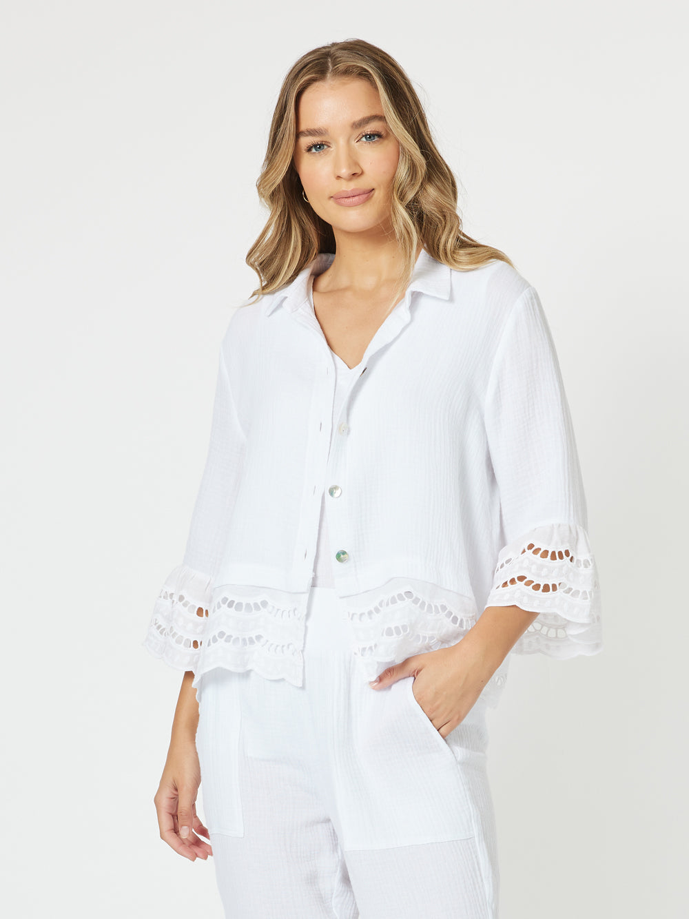 Threadz Libby Byron Cotton Shirt White