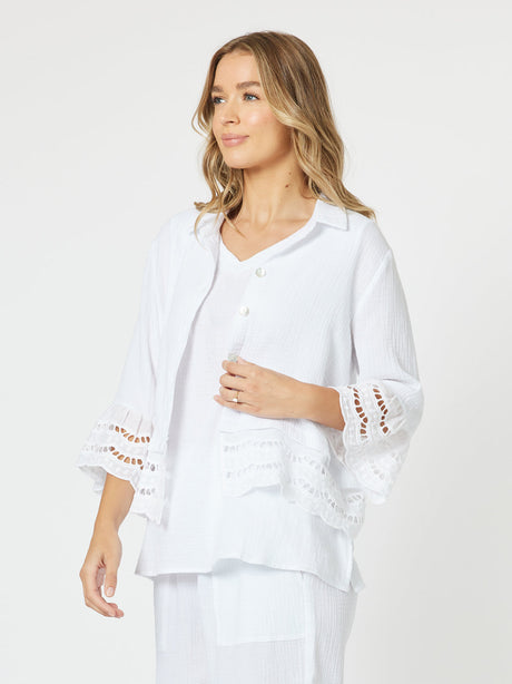 Threadz Libby Byron Cotton Shirt White