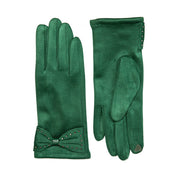Dents Faux Suede Glove With Bow