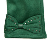 Dents Faux Suede Glove With Bow