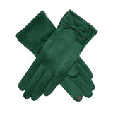 Dents Faux Suede Glove With Bow