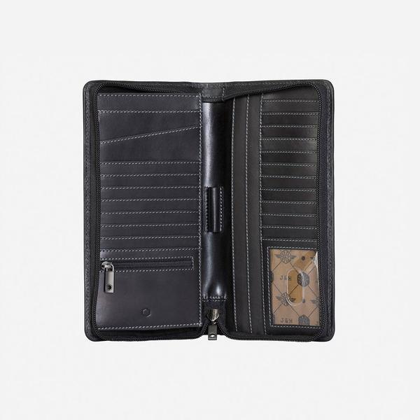 Jekyll & Hide Texas Men's Large Zip-Around Travel And Passport Organiser, Black