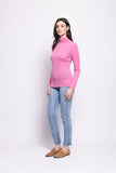 Foil Fine Merino Polo Neck Top Thrift Pink
