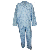 Blue patterned pajama set on a transparent background
