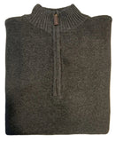 Folded gray sweater on a white surface with a blurred background