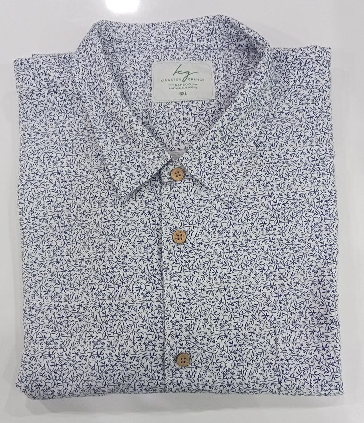 Mens Bamboo Short Sleeve Shirt Navy Motif