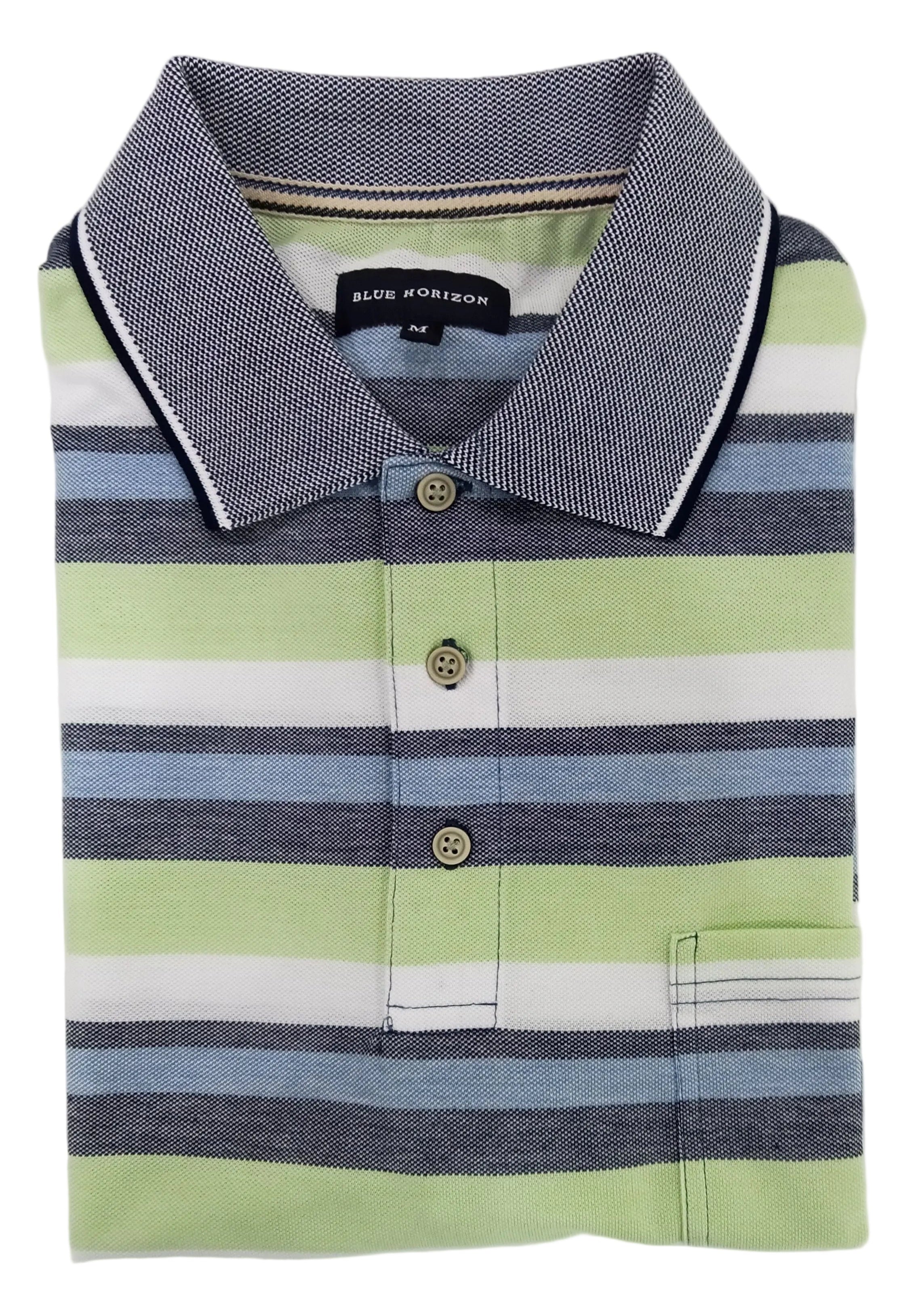 Striped polo shirt with a collar on a white background