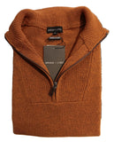 Brown sweater with a tag on a white background