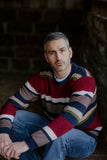 Men's Stripe Wool Pullover Navy