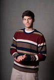 Men's Stripe Wool Pullover Navy