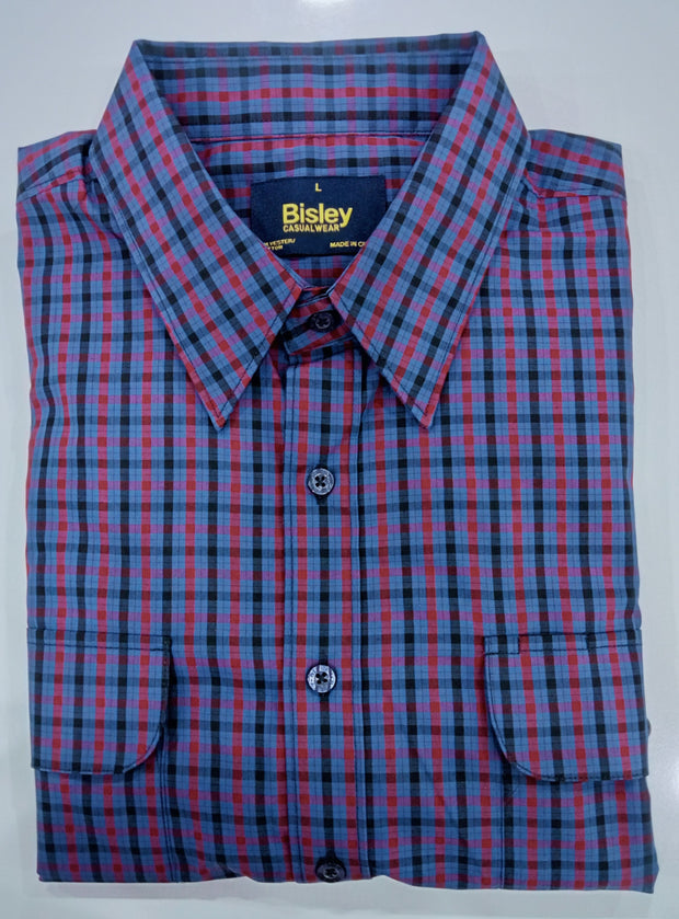 Bisley Casual Shirt L/S Small Check Red