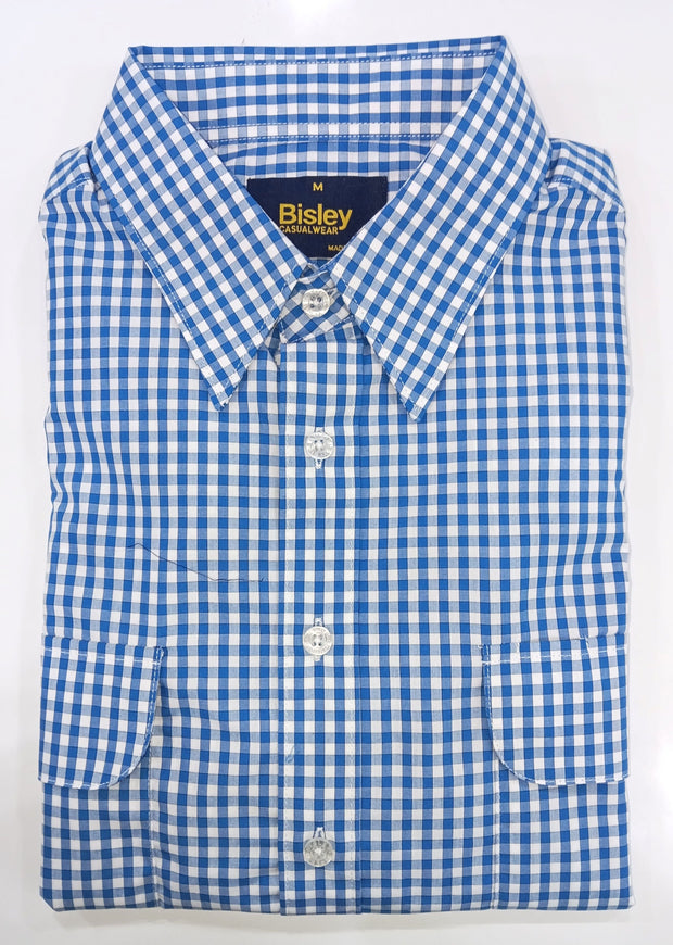 Bisley Casual Shirt S/S Check Light Blue