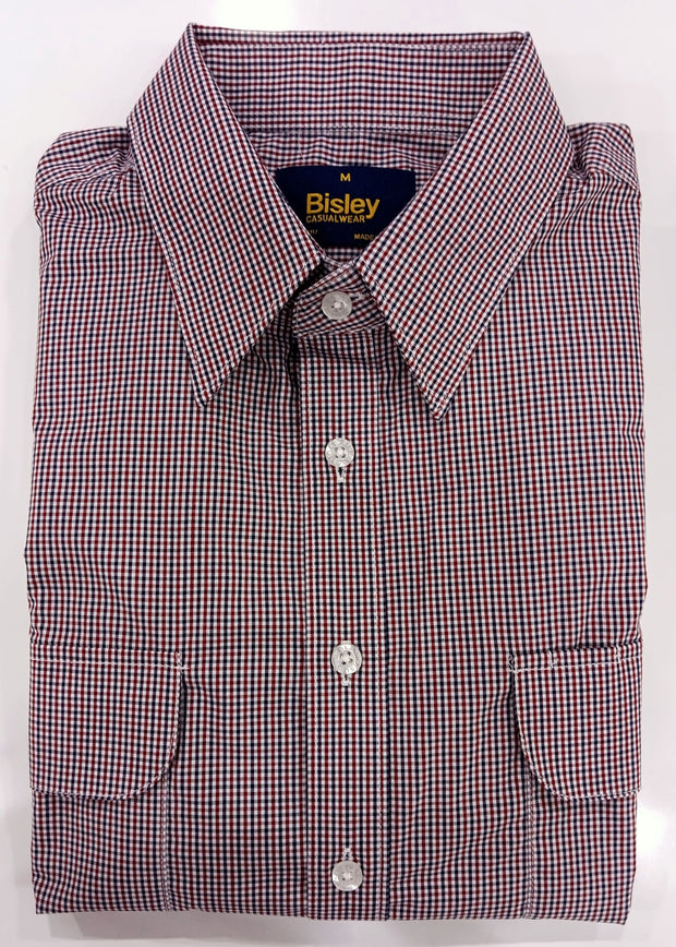 Bisley Casual Shirt L/S Micro Check Red