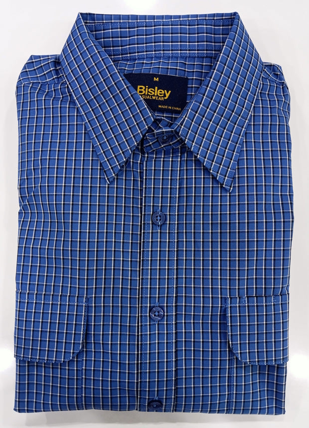 Bisley Casual Shirt L/S Sml Check Blue
