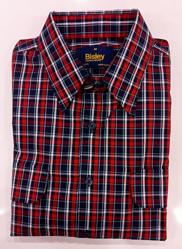 Bisley Casual L/S Shirt Small Check Red