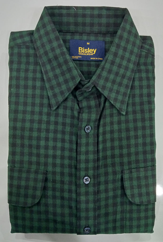 Bisley Casual Shirt L/S Brushed Small Check Green