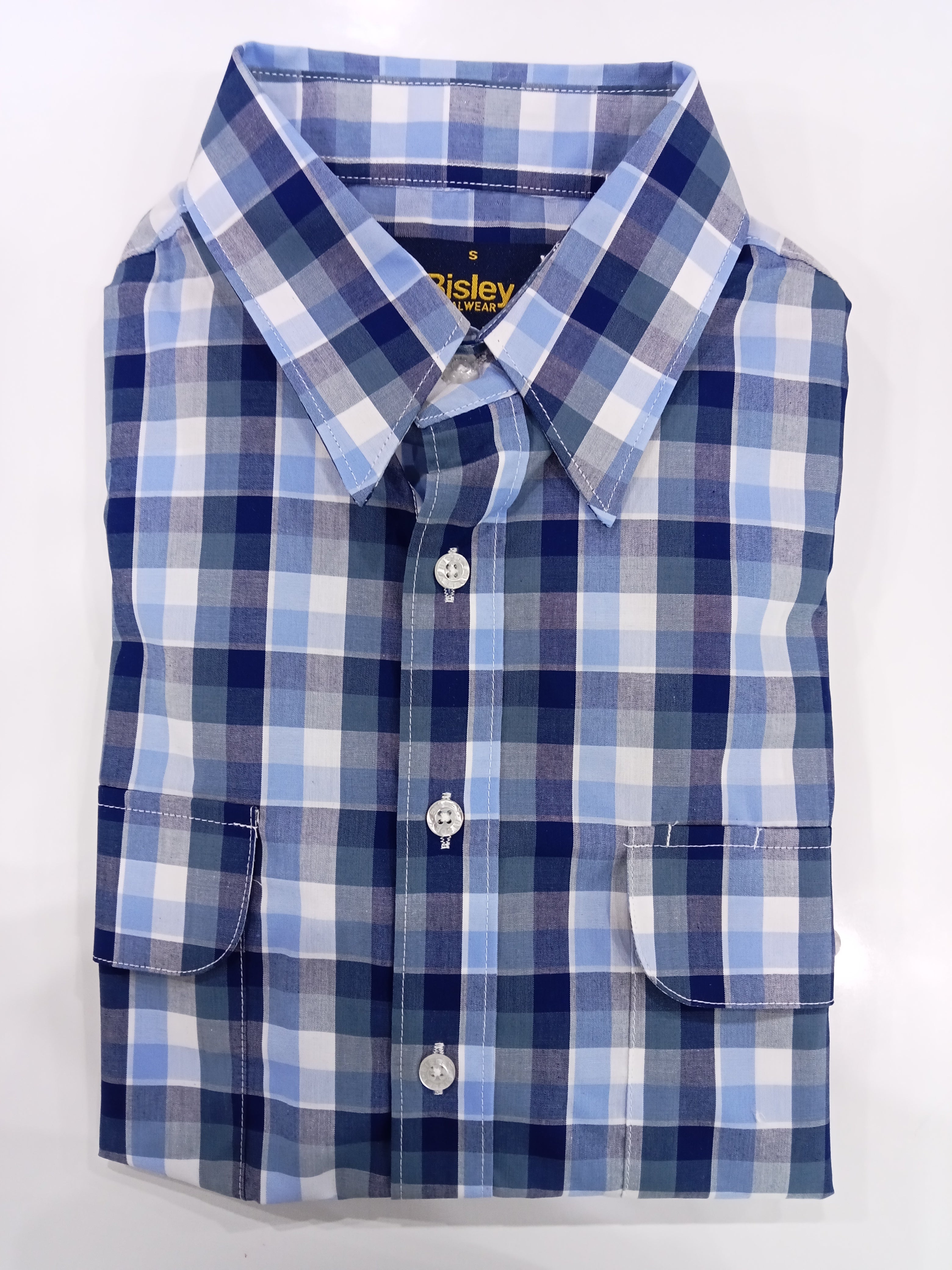 Bisley Casual Shirt L/S Check Blue