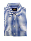 Blue and white checkered shirt with Bisley label on a white background